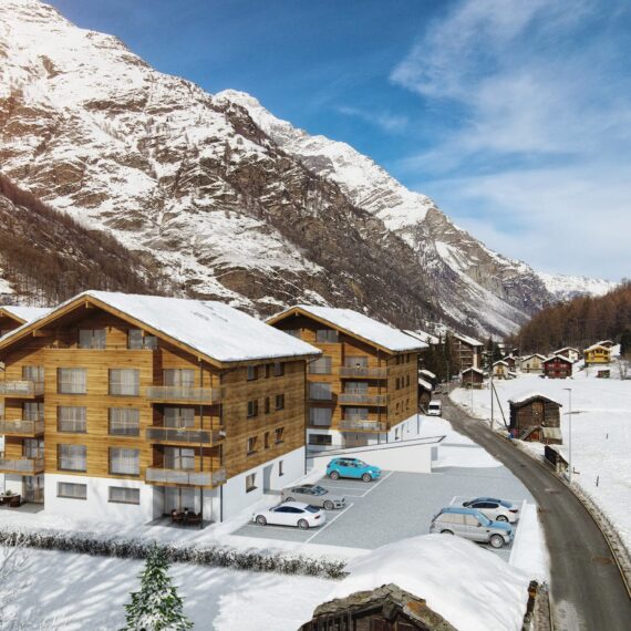 Wohnuberbauung visualisierung Zermatt Schweiz