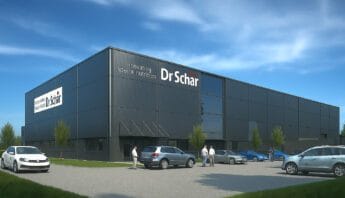 Gewerbeimmobilien Visualisierungen: Moderne Lagerhallen- und Firmengelände Visualisierung von Dr. Schär in Klagenfurt.