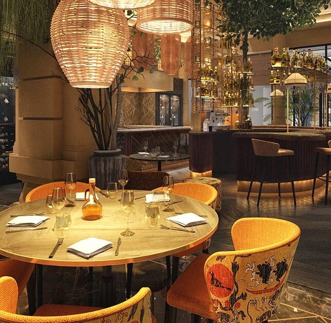 Luxuriöses Restaurant Rendering – Visualisierung eines stilvollen Innenraums