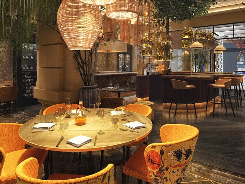 Luxuriöses Restaurant Rendering – Visualisierung eines stilvollen Innenraums